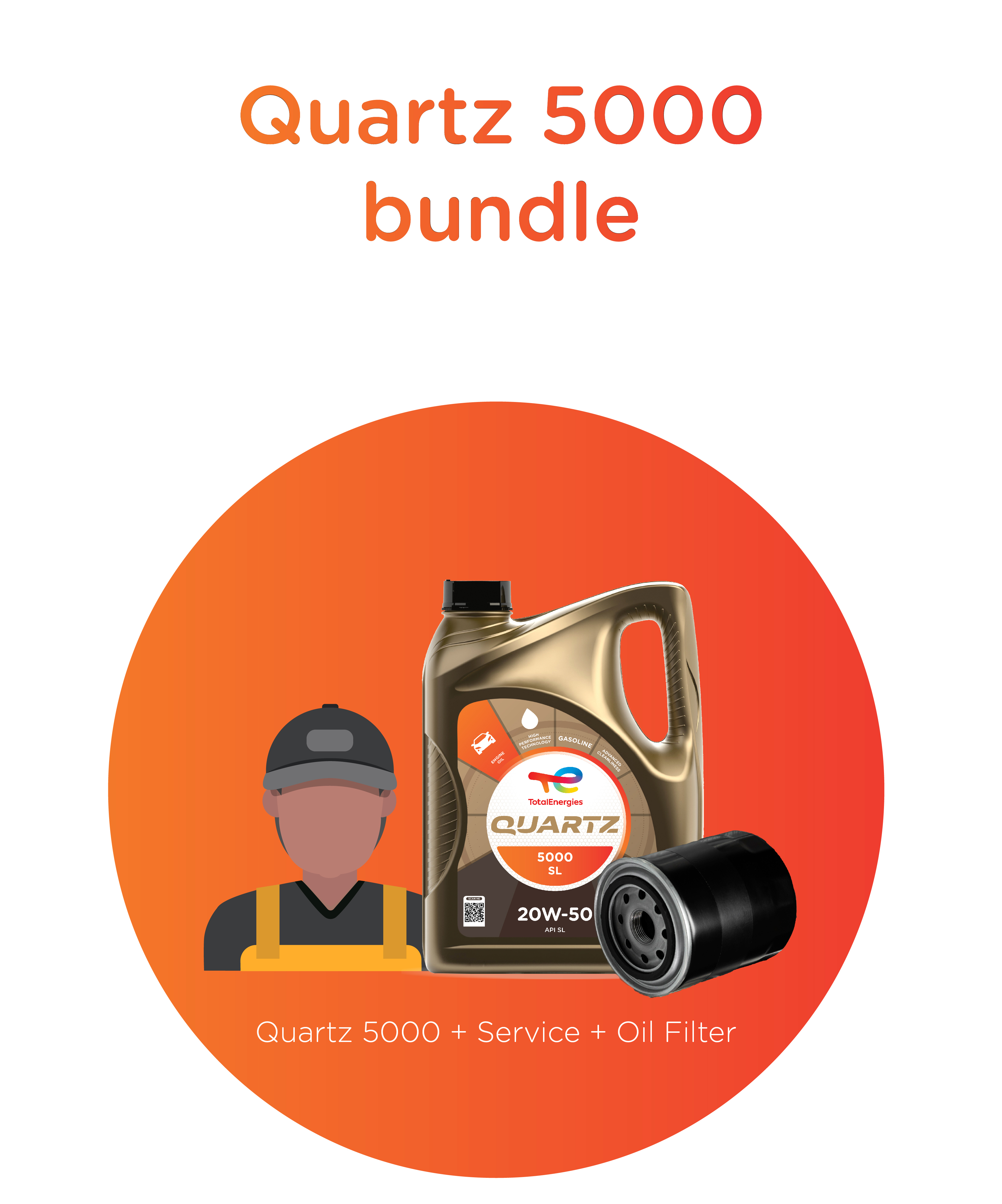   Quartz 5000 20W-50 + Oil filter + Service